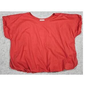 Velvet By Graham and Spencer Puffy Top, 100% Cotton, Gathered Hem, Orange, Sz L